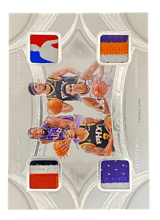 2024-25 Panini Flawless Quad Patches, Kevin Durant, Devin Booker, Bradley Beal, Oso Ighodaro
