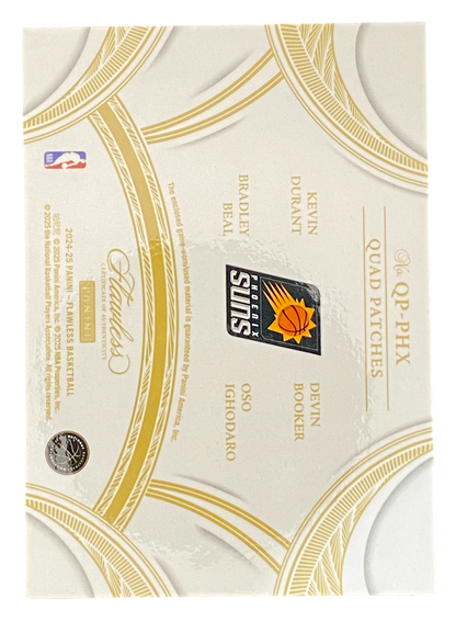 2024-25 Panini Flawless Quad Patches, Kevin Durant, Devin Booker, Bradley Beal, Oso Ighodaro