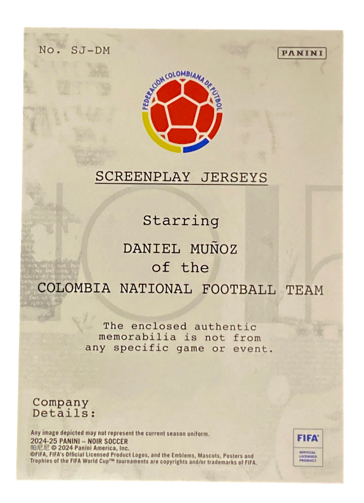 2024-25 Panini Noir Soccer Daniel Muñoz, 12/75, Patch