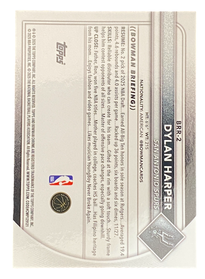 2024-25 Topps Chrome Bowman, Dylan Harper Red RC Logo Variation