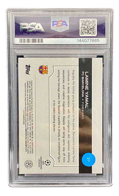 2024-25 Topps Chrome UCC Lamine Yamal Aqua Refractor 118/199,  PSA 9