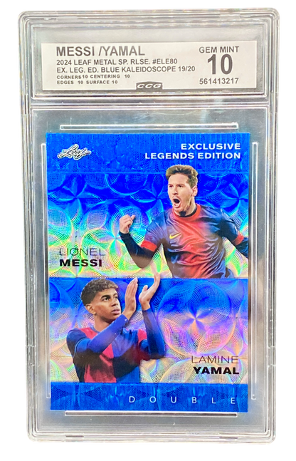 2024 Leaf Metal Lionel Messi, Lamine Yamal, Blue Kaleidoscope 19/20, CCG 10