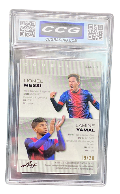 2024 Leaf Metal Lionel Messi, Lamine Yamal, Blue Kaleidoscope 19/20, CCG 10