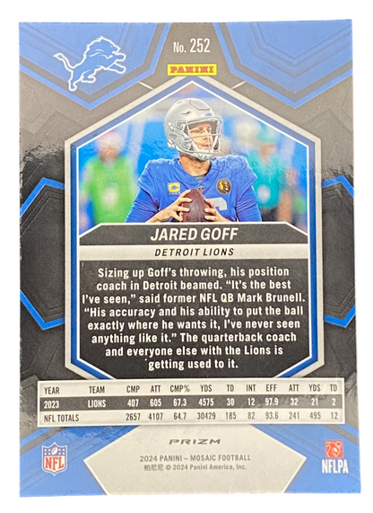 2024 Panini Mosaic Jared Goff - Reactive Blue Mosaic Prizm