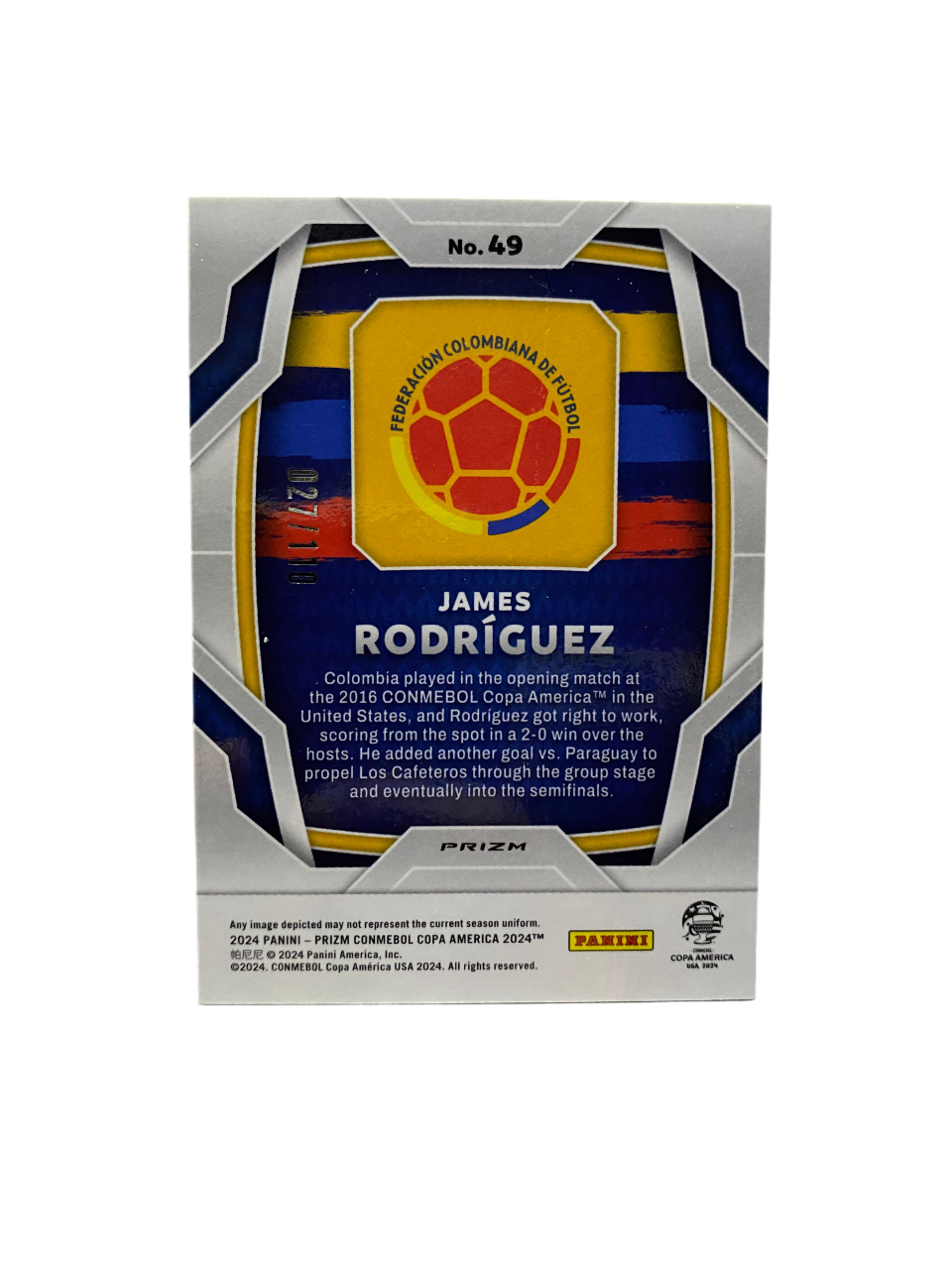 2024 Panini Prizm Copa America James Rodriguez Blue, 27-110