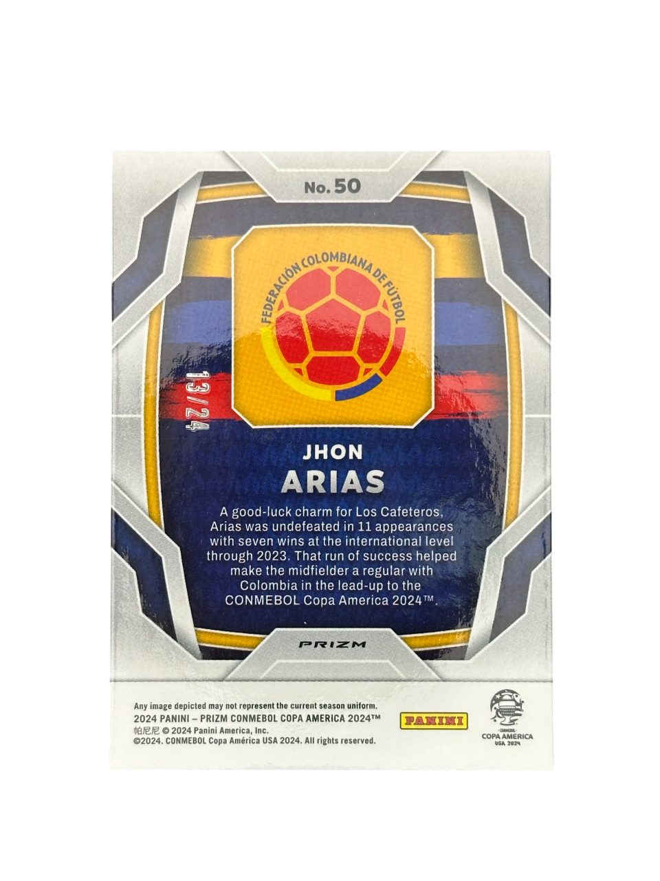 2024 Panini Prizm Copa America, Star and Stripes Jhon Arias RC, 13-24