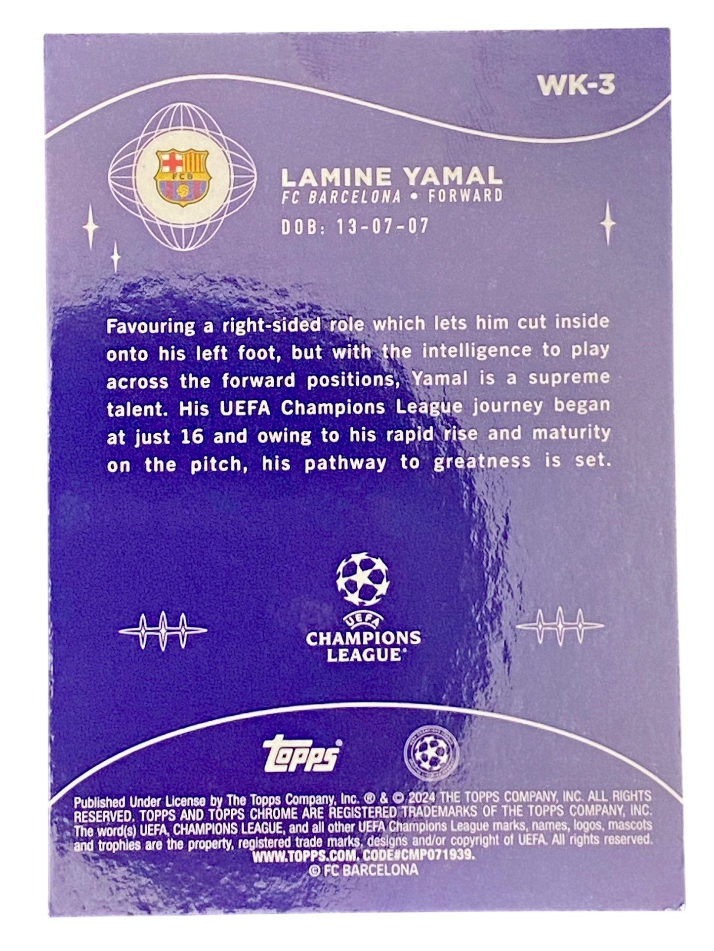 2024 Topps Chrome UCL rookie Lamine Yamal Wonderkids
