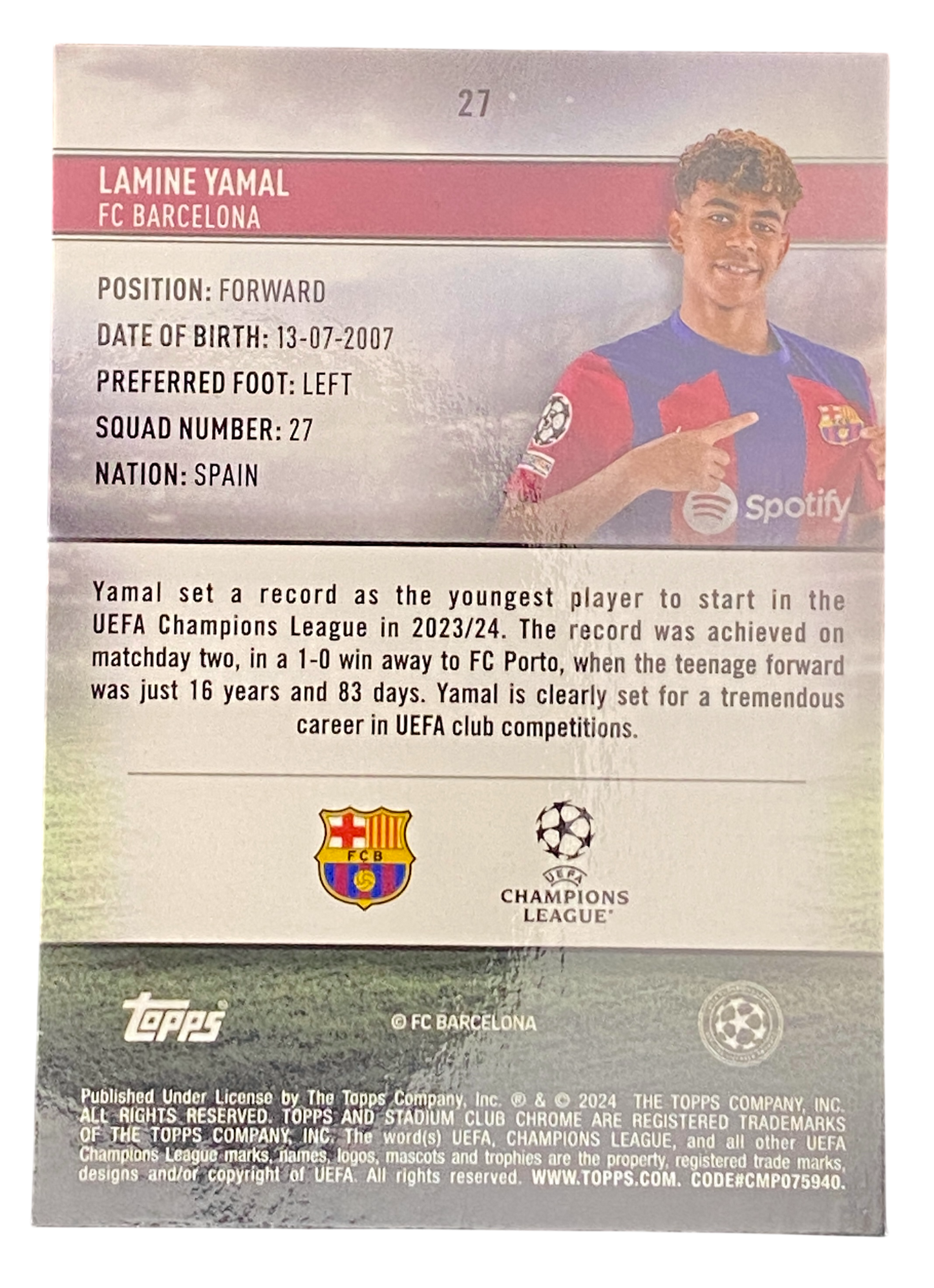 2024 Topps Stadium Club Chrome Lamine Yamal RC
