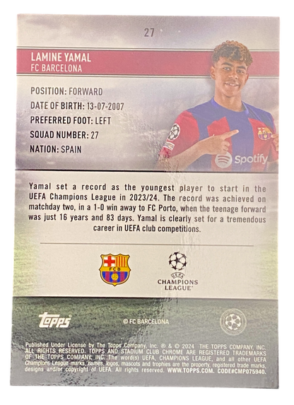 2024 Topps Stadium Club Chrome Lamine Yamal RC