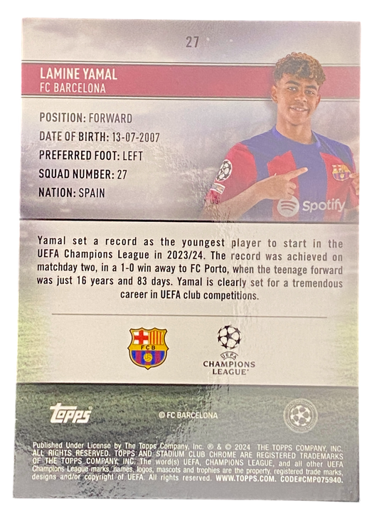 2024 Topps Stadium Club Chrome Lamine Yamal RC