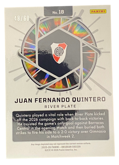 2025-26 Panini Obsidian Soccer, Juan Fernando Quintero, 48/60