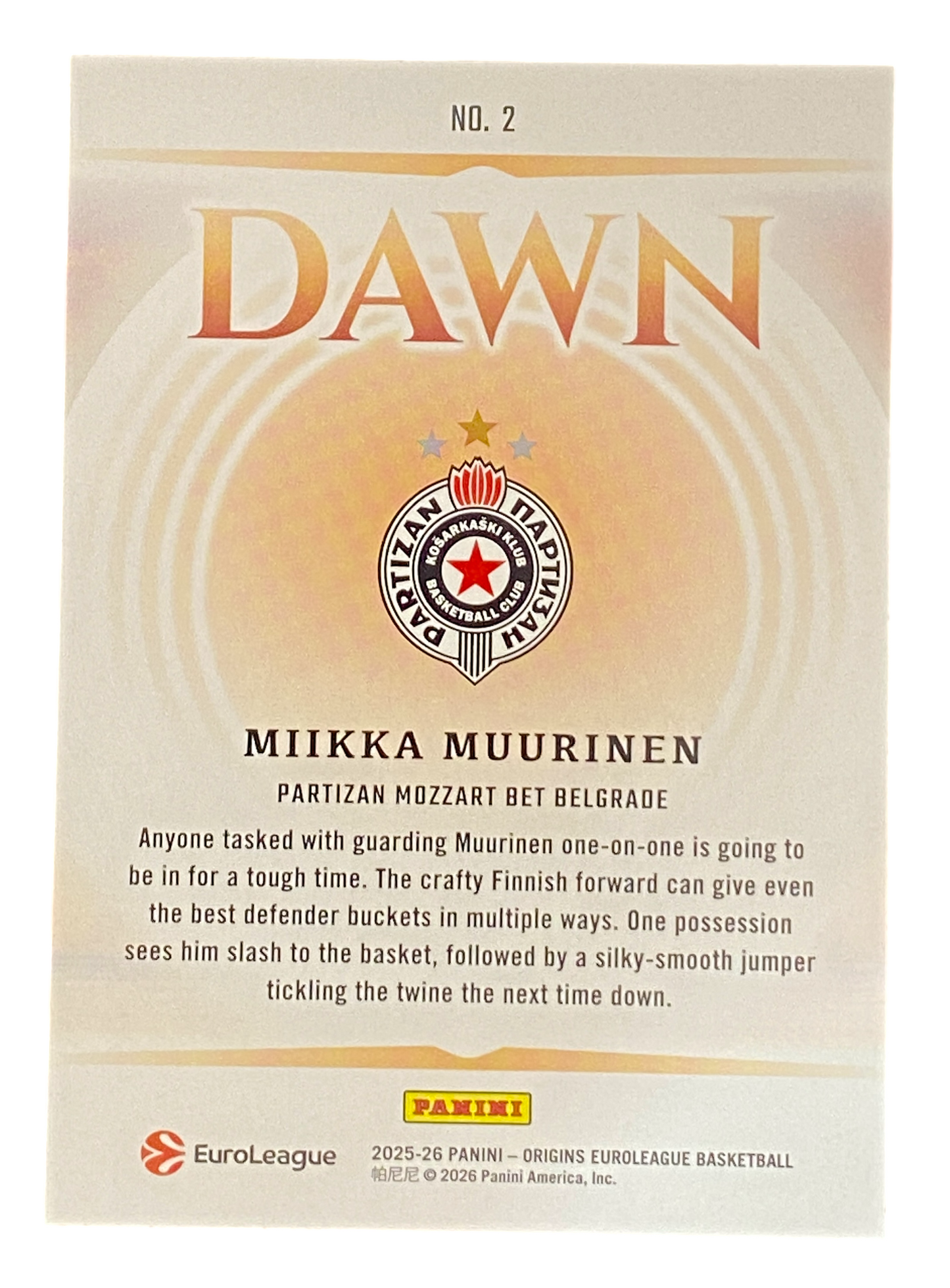 2025-26 Panini Origins EuroLeague Milka Muurinen, 08/10