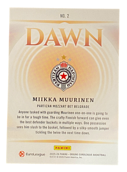 2025-26 Panini Origins EuroLeague Milka Muurinen, 08/10