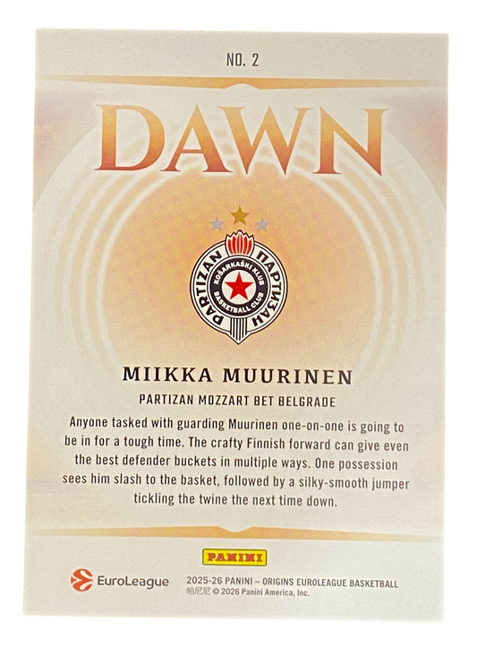 2025-26 Panini Origins EuroLeague Milka Muurinen, 08/10