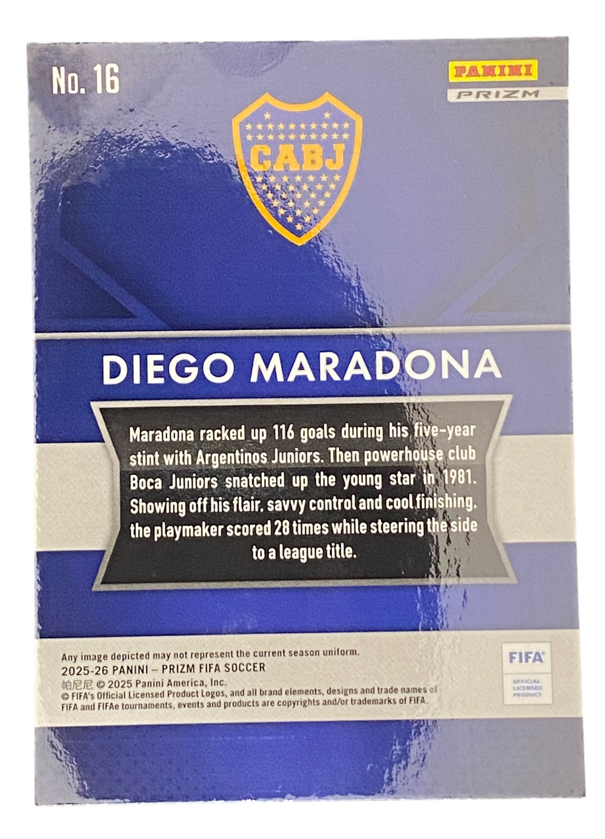 2025-26 Panini Prizm Soccer Diego Maradona
