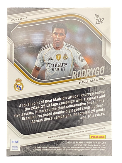 2025-26 Panini Prizm Soccer Rodrygo Green Iced Parallel