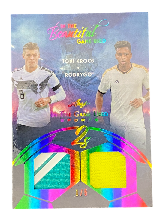 2025 Leaf In the Beatiful Game Used Toni Kroos, Rodrygo, Game Worn Patch, 1/5