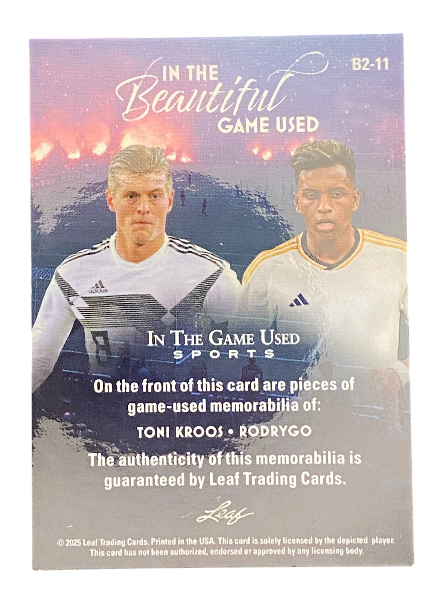 2025 Leaf In the Beatiful Game Used Toni Kroos, Rodrygo, Game Worn Patch, 1/5