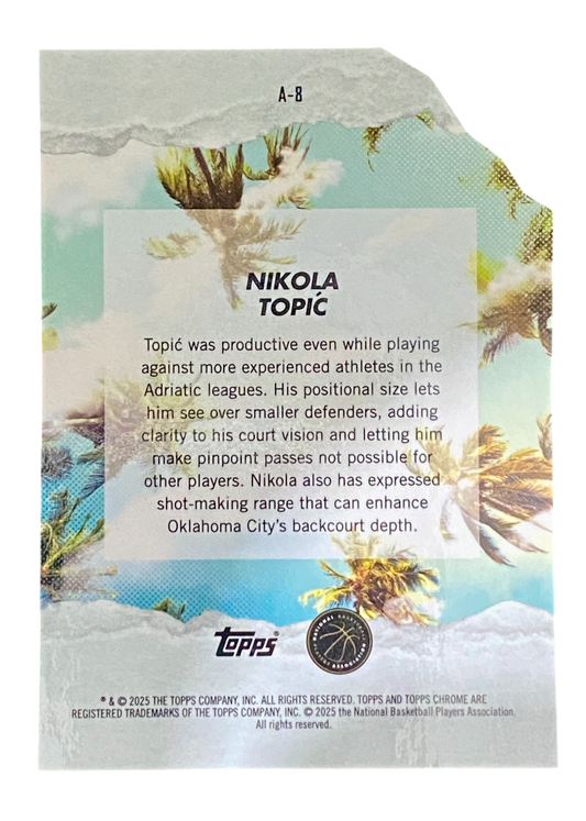 2025 Topps Finest Nikola Topic Arrivals 96/99