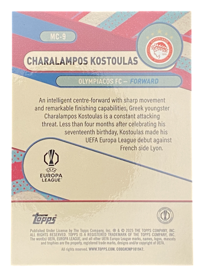 2025 Topps Merlin UCC Charalampos Kostoulasn RC 01/10
