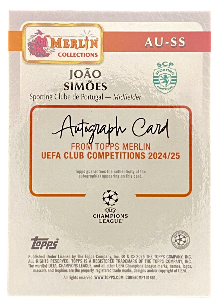 2025 Topps Merlin Joao Simoes autgraph RC, 68/75