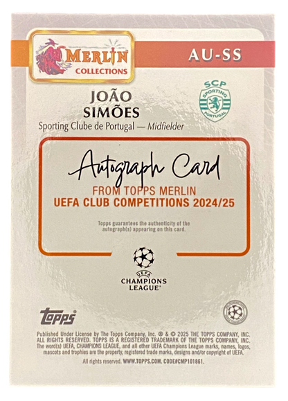2025 Topps Merlin Joao Simoes autgraph RC, 68/75