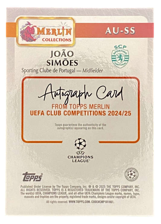 2025 Topps Merlin Joao Simoes autgraph RC, 68/75