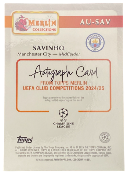 2025 Topps Merlín Savinho autograph 099/150