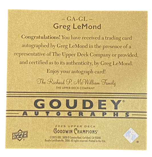 2025 Upper Deck Goodwin Champions Greg LeMond Autograph