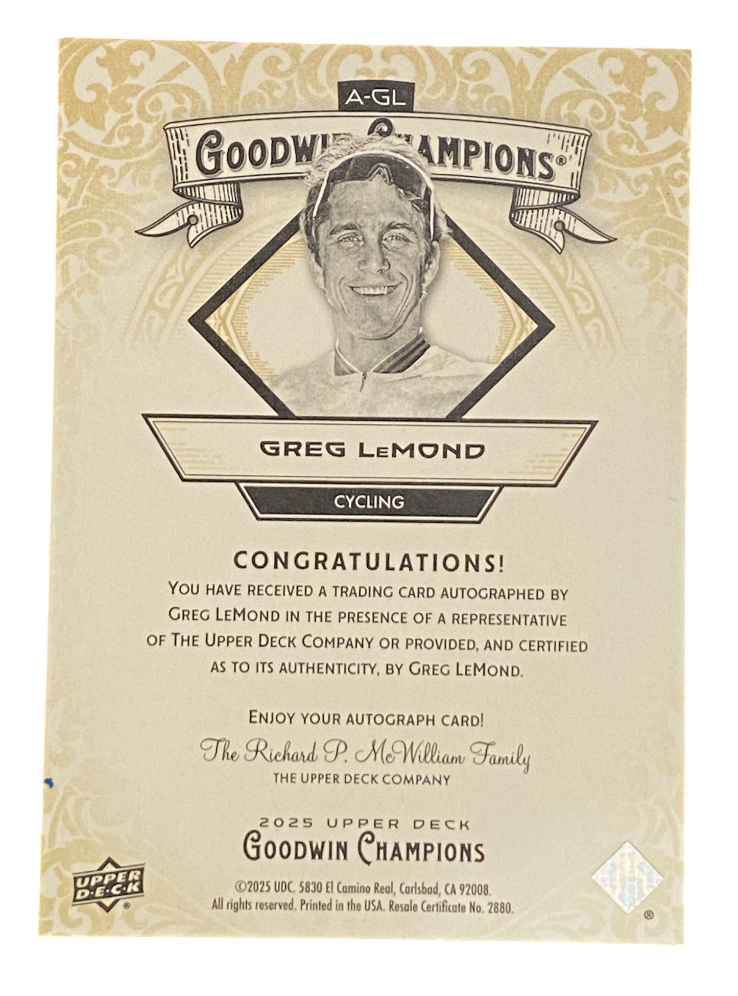 2025 Upper Deck Goodwin Champions Greg Lemond Autograph