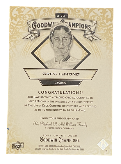 2025 Upper Deck Goodwin Champions Greg Lemond Autograph