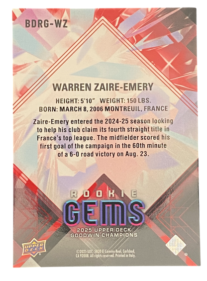 2025 Upper Deck Goodwin Champions Warren Zaire-Emery, Rookie Gems, 46/100