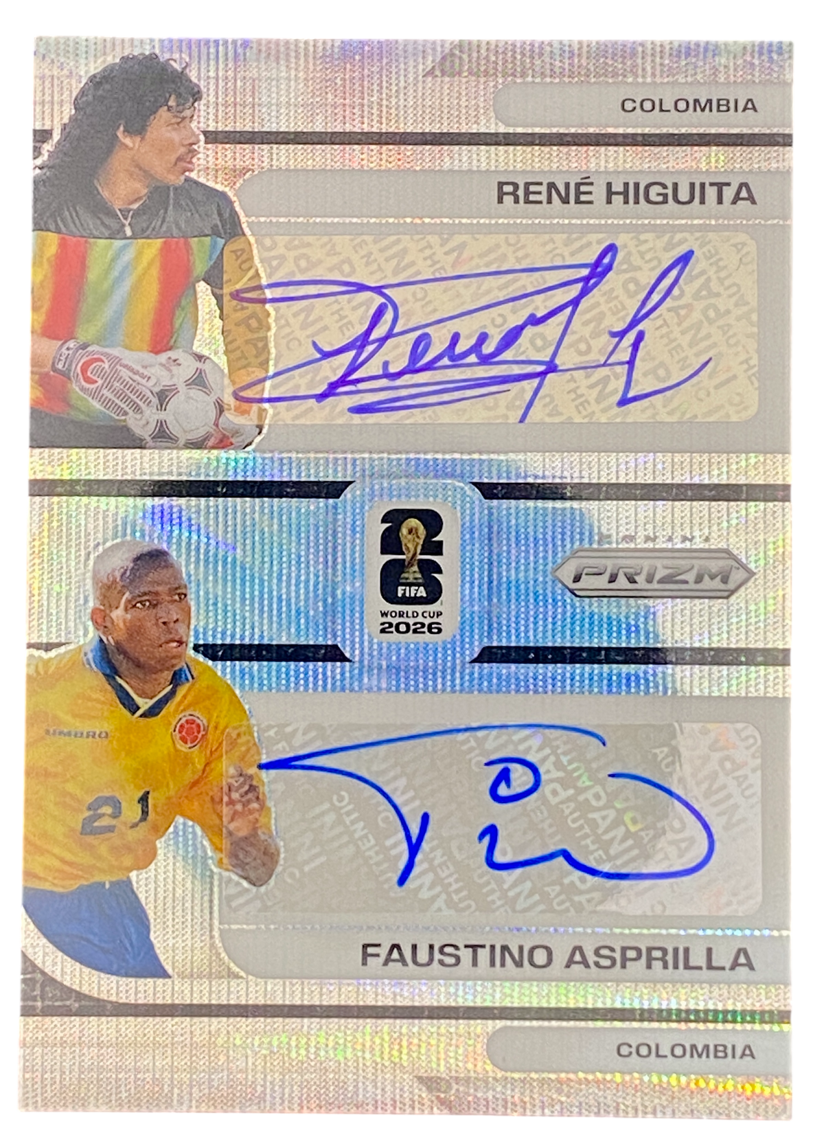 2026 Panini Prizm FIFA World Cup René Higuita, Faustino Asprilla Dual Autograph