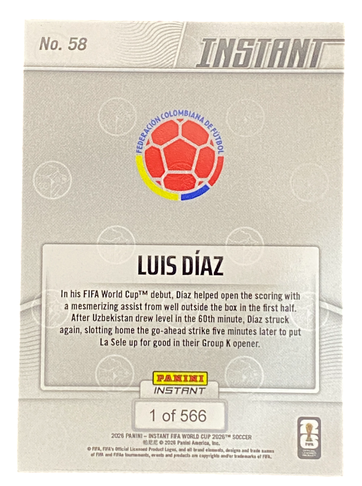 2026 Panini Instant Luis Díaz FIFA World Cup