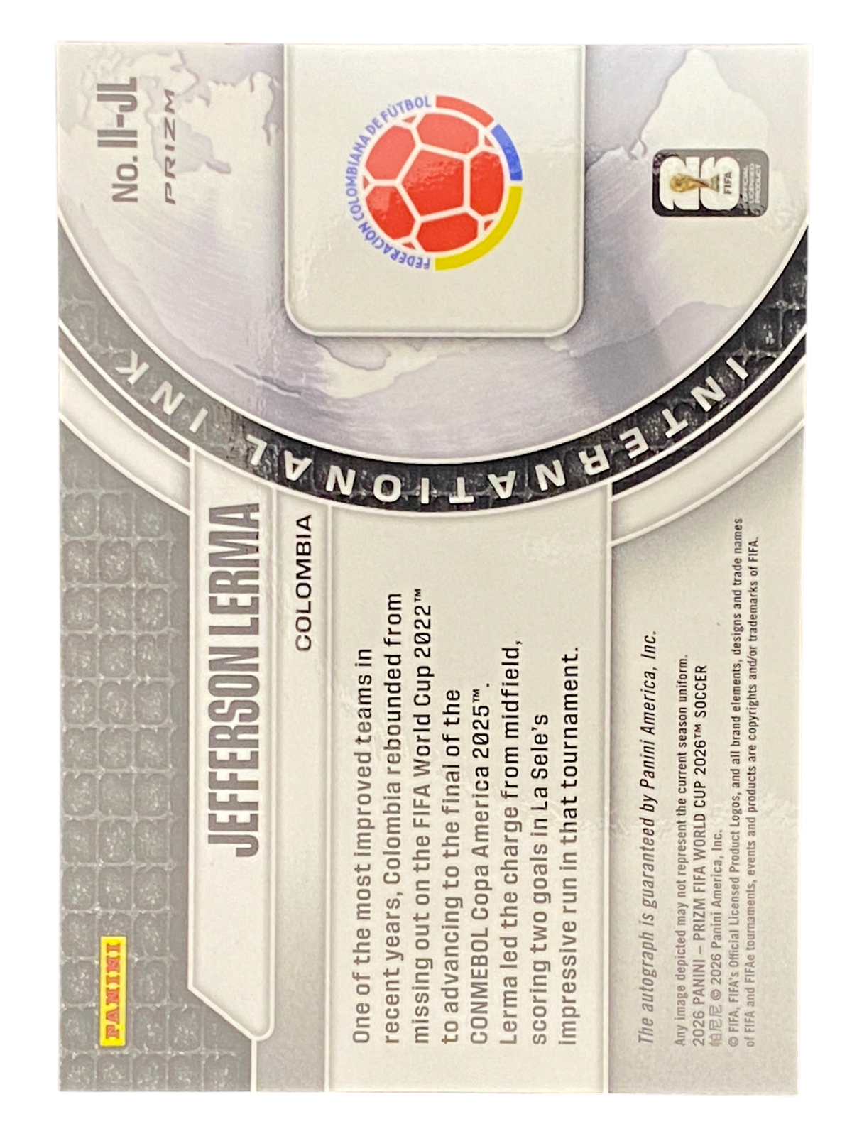 2026 Panini Prizm FIFA World Cup Jefferson Lerma Auto