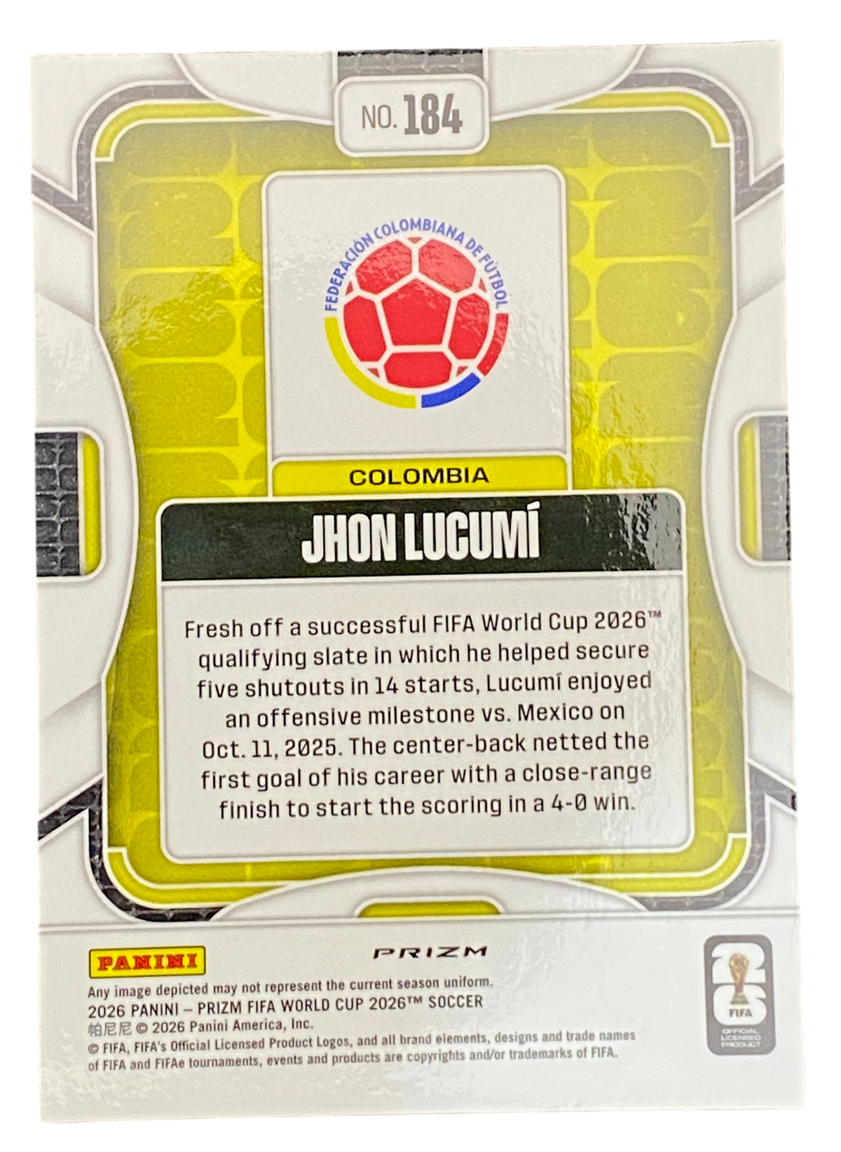 2026 Panini Prizm FIFA World Cup Jhon Lucumí