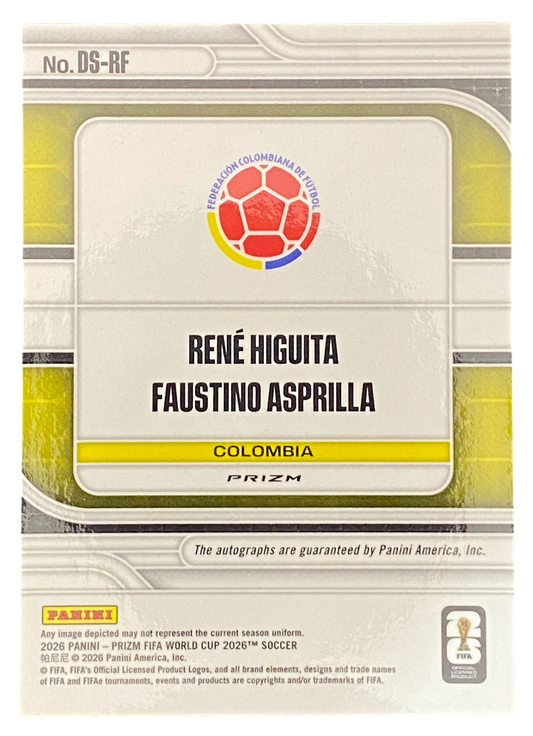 2026 Panini Prizm FIFA World Cup René Higuita, Faustino Asprilla Dual Autograph