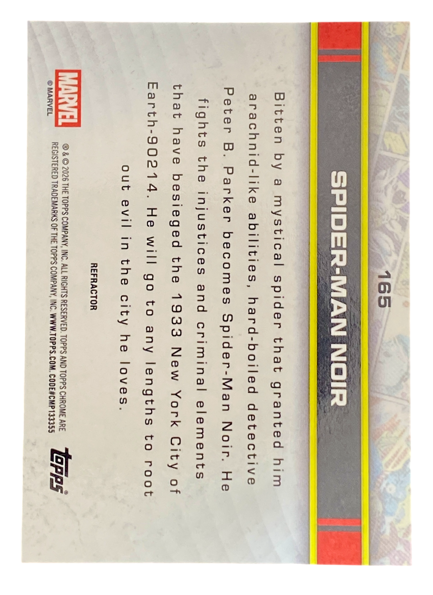 2026 Topps Chrome Marvel Comics Spider-Man Noir