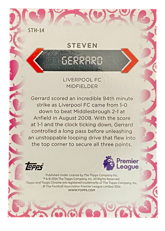 2026 Topps Chrome Premier League Steven Gerrard Time Heartbreak
