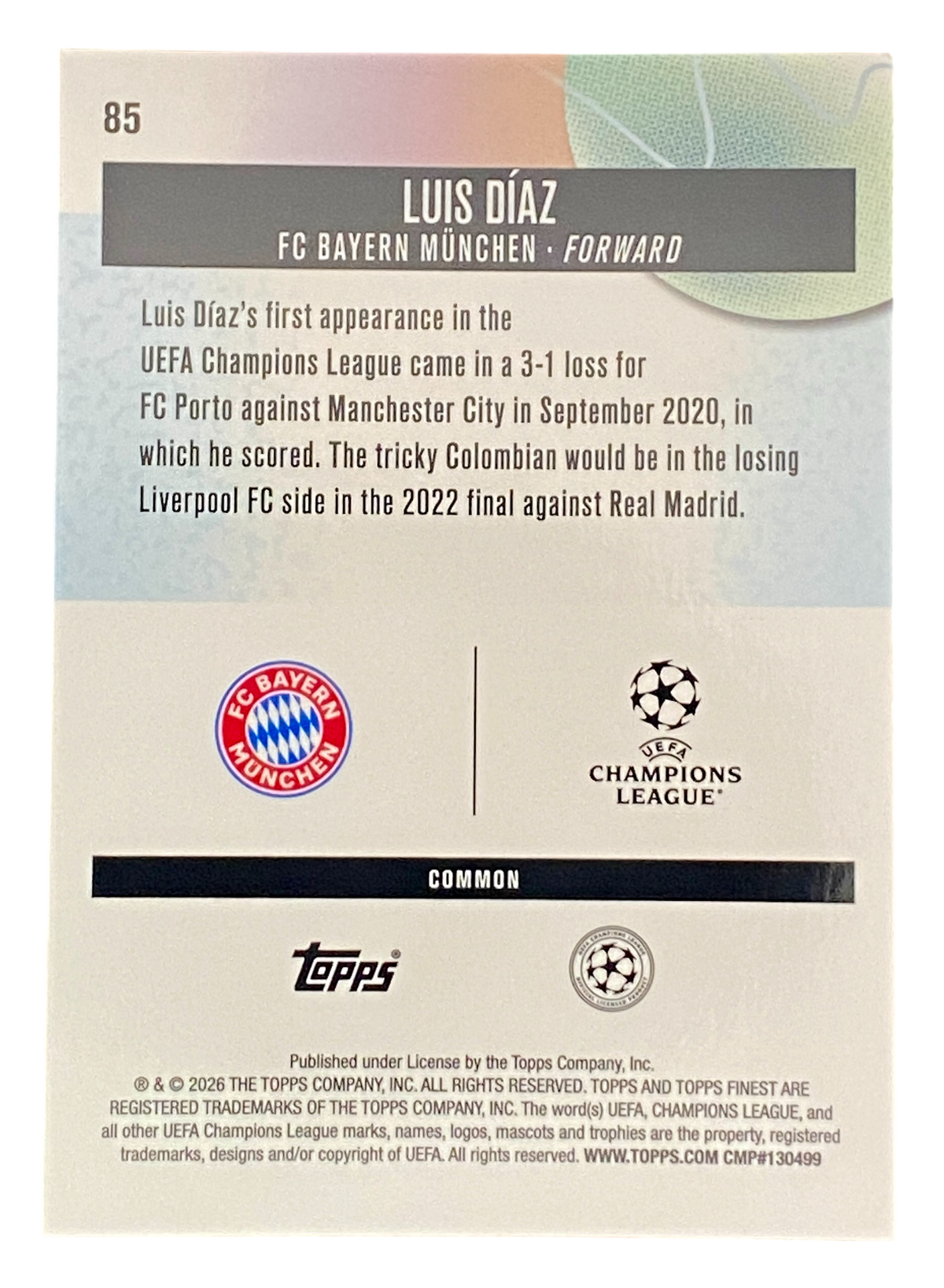 2026 Topps Finest Luis Díaz, 69/75