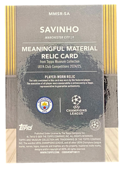 2025 Topps Museum Collection Savinho Player Worn Patch 63/199