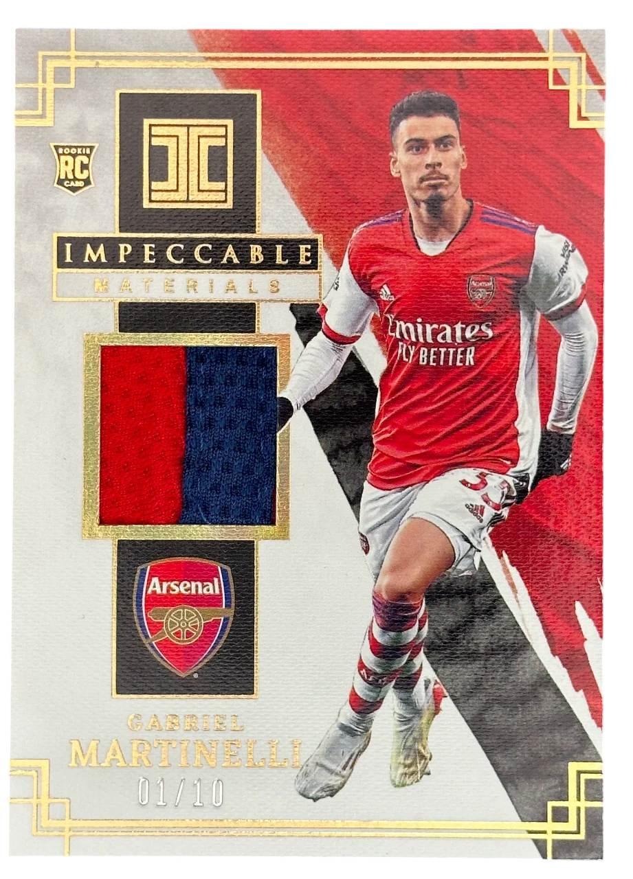 2022 Panini Impeccable Premier League Soccer Gabriel Martinelli RC /10, patch