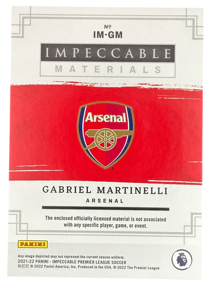 2022 Panini Impeccable Premier League Soccer Gabriel Martinelli RC /10, patch