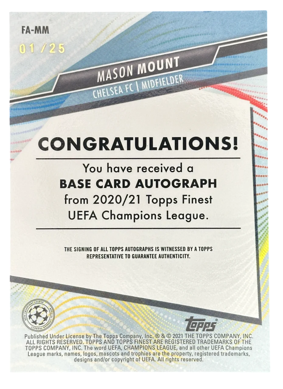 2021 Topps Finest Mason Mount Orange Refractor autograph  /25
