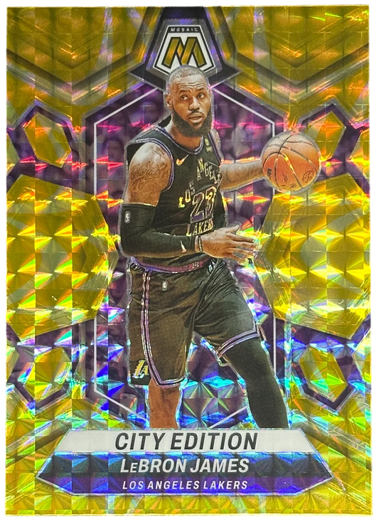 2023-24 Panini Mosaic Basketball LeBron James Gold Reactive Prizm