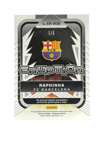 2024-25 Panini Obsidian Soccer, Raphinha, /5, Patch