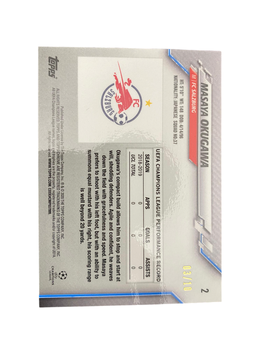 Masaya Okugawa, Topps Chrome, 3-10, 2020