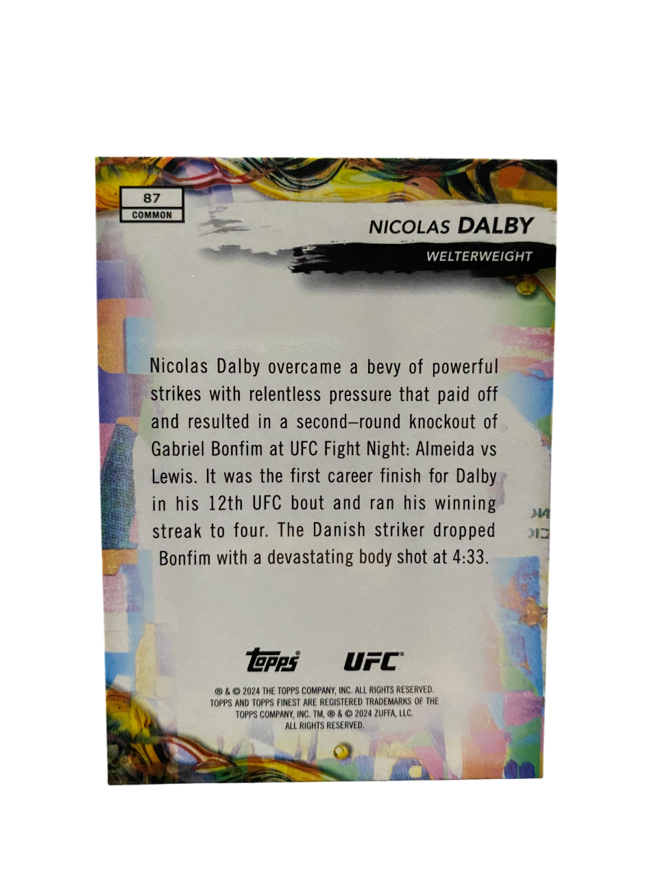 Nicolas Dalby, Topps Finest, UFC, /150, 2024